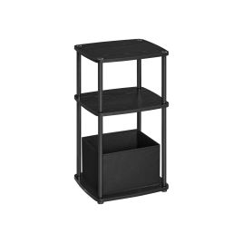 Side Table - SERDA Modern 3 Storage Shelves - Ebony Black