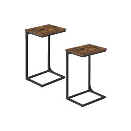 Side Tables - VIVNIA C-Shaped Set of 2 Rustic Brown