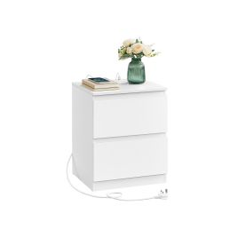 Nightstand - VERVAS KAILYN Collection with Charging Station - White