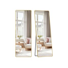 Mirror - SERSO Full Length Rectangle Mirror with Stand - 160 x 50 cm - Pale Gold