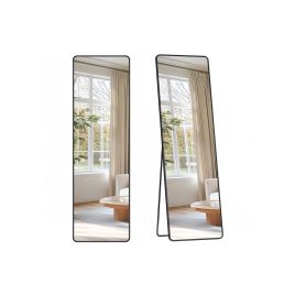 Mirror - SERSO Full Length Rectangle with Stand - 150 x 40 cm - Black