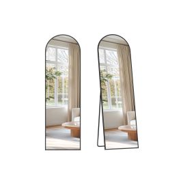Mirror - SERSO Full Length Arched Mirror with Stand 150 x 40 cm - Black