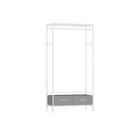 Clothes Rack - FINNIA Mesh Shelf Clothes Rack - White and Dove Grey