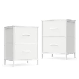 MADAMA Bedside Table with 2 Drawers - Cloud White and Snow White