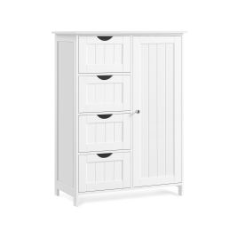 Bathroom Cabinet - MONDA Floor Storage 4 Drawer - White