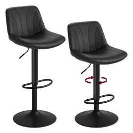 FADIDO Set of 2 Adjustable Bar Stools with Backrests - Ink Black