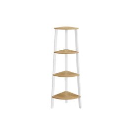 Corner Shelf - NOVVAS 4 Tier Shelf Unit Natural Oak and Matte White - Natural Oak and Matte White