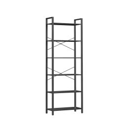 Bookshelf - NOVVAS 6 Tier Freestanding Tall Shelf Ebony Black
