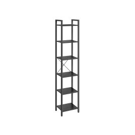 6-Tier Bookshelf Ebony Black and Ink Black