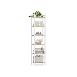 Bookshelf - ASTON 6 Tier Shelf Camel Brown and White - Camel Brown