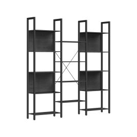 Bookcase with 14 Shelves Ebony Black and Ink Black