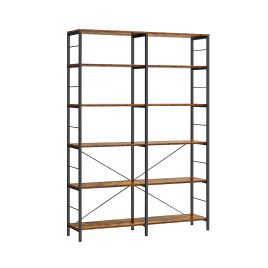 6-Tier Bookshelf Rustic Brown and Black 30 x 120 x 172.5 cm