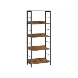 Bookshelf - ASTON 5 Tier Standing Shelf Rustic Brown