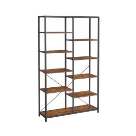 Bookshelf - ASTON 5-Storey Standing Display Rack Rustic Brown - Rustic Brown
