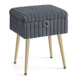 OXGATE Vanity Stool with Storage - Slate Grey