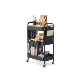 Storage Trolley - ORARAH 3 Tier with Table Top - Black