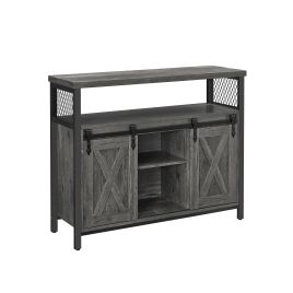Sideboard - VIVZA Sliding Barn Doors Adjustable Shelves - Stone Grey and Black