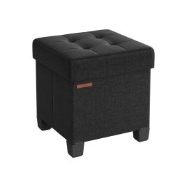 Ottoman Seats - LUSVAS Foldable Storage with Feet 38x38 cm - Black