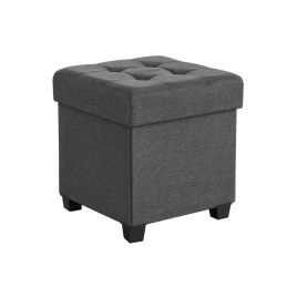 Ottoman Seats - LUSVAS Foldable Storage with Feet 38x38 cm - Dark Grey