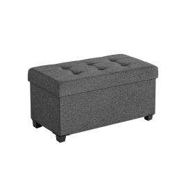 Ottoman Bench - LUSVAS Foldable Storage Ottoman Bench 38 x 76 x 40 cm - Dark Grey