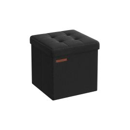 Ottoman Seats - LUSVAS Foldable Storage Ottoman 30cm - Black