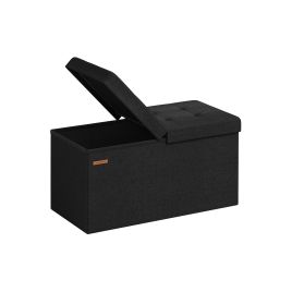 Ottoman Seats - LUSVAS Wide Storage Ottoman with Flipping Lid - Black