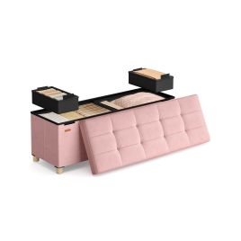 Storage Ottoman - VELSO Velvet Storage Ottoman 38 x 110 x 40 cm - Jelly Pink