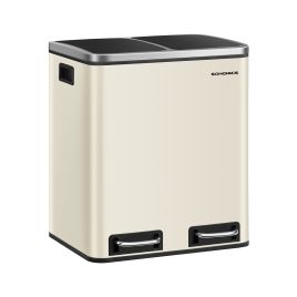 Kitchen Bin - ZARLIA Double Pedal Bin 2 x 15L Soft Close - Sand Beige