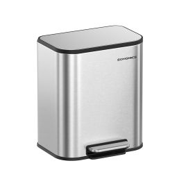 Trash Bin - MODRA 20L Non-Slip Pedal Bin - Metallic Silver