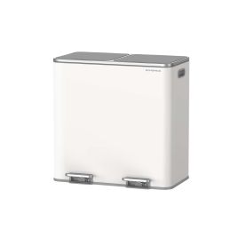 WHITELOW Dual Compartment Rubbish Bin with Soft Close and Pedal - White and Grey