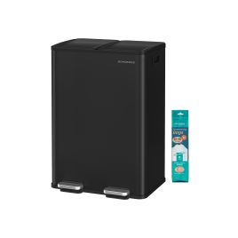 Pedal Bin - TARTTO Dual Compartment Soft-Close Lid - Black