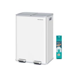 WHITELOW Dual Compartment Rubbish Bin with Soft Close Lids - White
