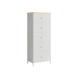 FINRAE Cream White Chest of Drawer - Medium-sized, 5 Drawers