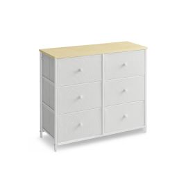 FINRAE Oak White Chest of Drawer - Medium-sized, 6 Drawers