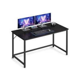 Computer Desk - FINLIA 60 x 120 x 76 cm Wood Grain Effect Desk - Black