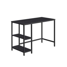 Computer Desk - FINLIA 100 cm Wide with 2 Shelves - Ebony Black