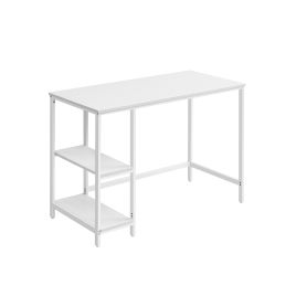 Computer Desk - FINLIA 100 cm Wide with 2 Shelves - Maple White