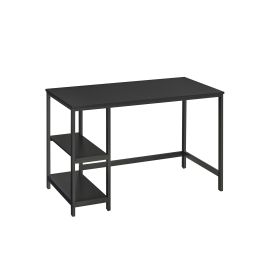 Writing Desk - FINLIA 2 Shelves Left or Right - Black