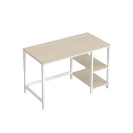 Writing Desk - FINLIA 2 Shelves Left or Right - Beige and Pearl White