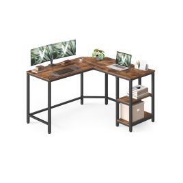 Computer Desk - ORADA L-Shaped Rustic Brown and Black Desk