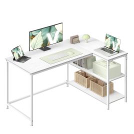KESAMO L-Shaped Corner Computer Desk - Maple White - 120 x 80cm