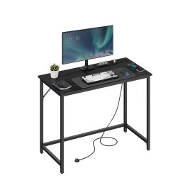 Computer Desk - ORADA LED Light Computer Desk with Ample Surface - Black