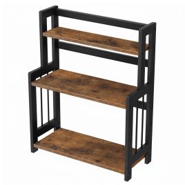 ORXAGA 3 Tier Countertop Organiser with Bamboo Shelf - Brown and Black