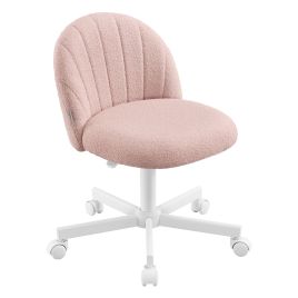 ORCISI Teddy Fleece Swivel Office Chair - Jelly Pink