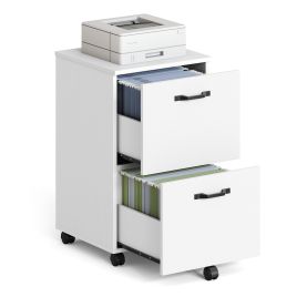 Filing Cabinet - ZARTA Mobile 2 Drawer with Wheels - White