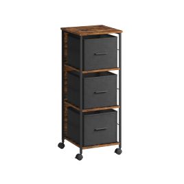 Filing Cabinet with 3 Drawers Rustic Brown and Ink Black