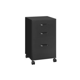 File Cabinet - ZARTA Rolling 3 Drawer Cabinet with Wheels - Black
