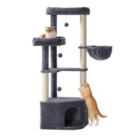 PEMYTY Cat Tree with Condo - Dark Grey