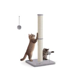 Cat Scratching Post - ZARNZA Tall Sisal with Spring Toy - Dove Grey