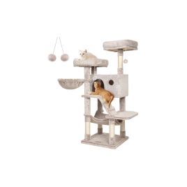 Cat Tower - FINRIA Ultra-Soft Large Cat Tower - White Brown